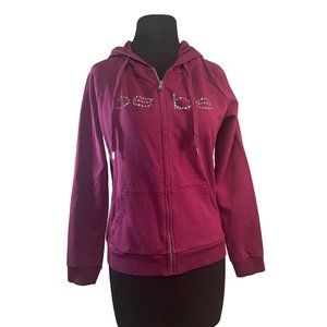 Vintage Y2K BEBE Full Zip Hooded Sweatshirt Size Medium Purple